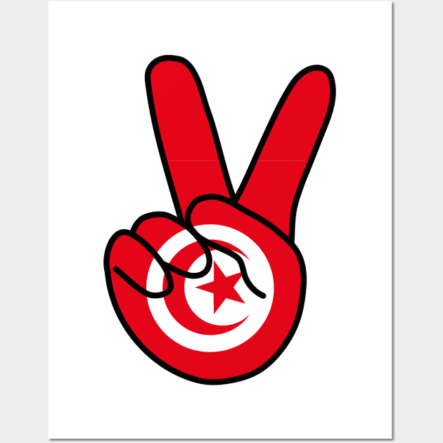 Tunisia Flag V Sign Wall Art by DiegoCarvalho